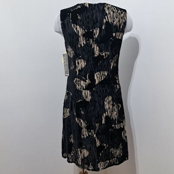 Vintage Tessuto Velvet Butterfly Print Silk Blend A Line Dress Size 8 Black/Mult - Picture 14 of 14